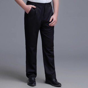 餐厅厨师裤黑色服务员工作裤男女松紧腰长裤子客房保洁服西裤男女