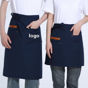 餐饮专用厨师围裙男餐厅厨房工作服防水半身短款帆布围腰定制logo
