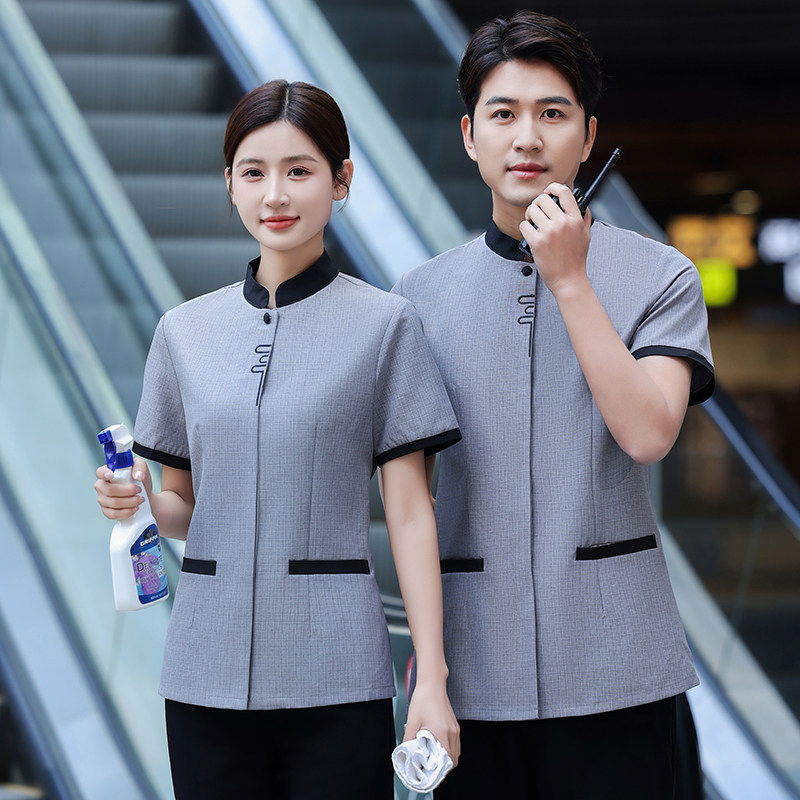 保洁工作服短袖夏季女酒店宾馆客房阿姨保洁员服装印字物业清洁工