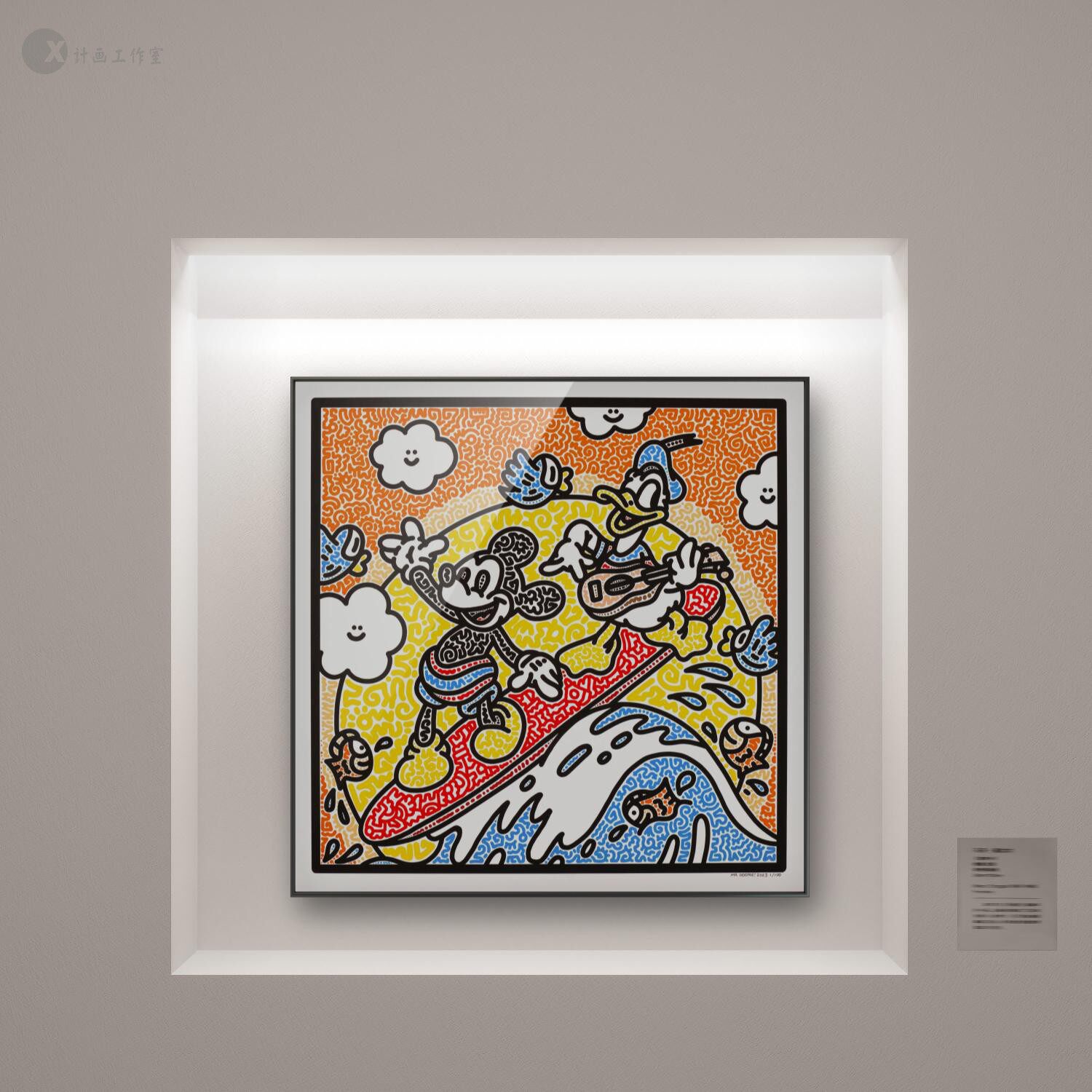 mr doodle 涂鸦先生米老鼠唐老鸭潮流艺术民宿儿童房铝合金装饰画