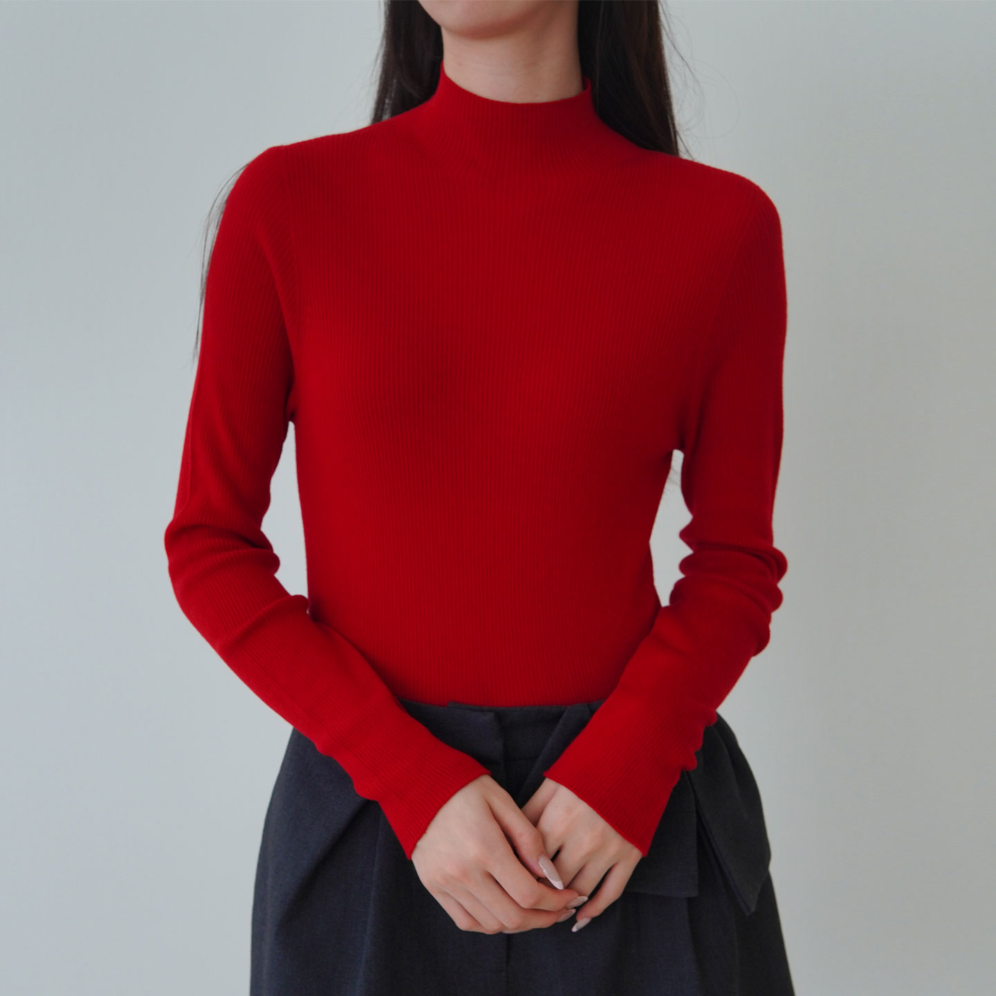 秋冬半高领针织衫上衣女基础百搭女士长袖打底衫修身薄款