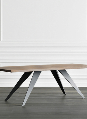 JOLOR进口意式现代工业复古 北美黑胡桃木MIKADO实木餐桌工作台