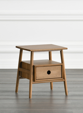 JOLOR北欧现代新中式实木家具传统榫卯设计Sitka全橡木边柜床头柜