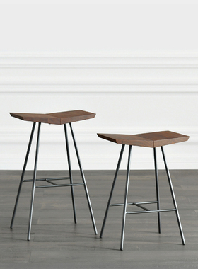 JOLOR进口意式现代简约吧台椅北美黑胡桃木PHIL实木吧凳