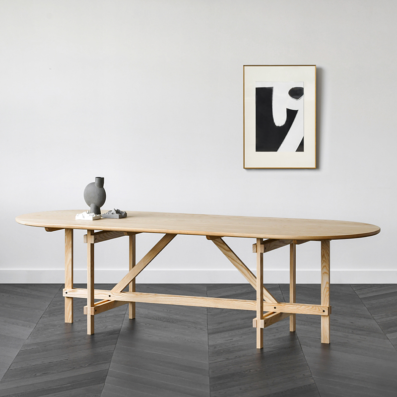 jolor北欧风6-8椭圆全实木长桌