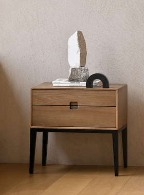 JOLOR北欧简约现代实木收纳柜橡木边柜床头柜卧室整装家用家具