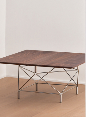 JOLOR意大利简约现代客厅橡木黑胡桃实木方形大茶几咖啡桌