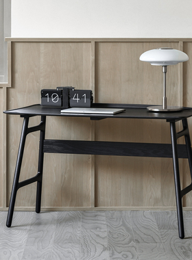 JOLOR北欧意式简约丹麦设计现代白蜡木黑色家用实木书桌写字台