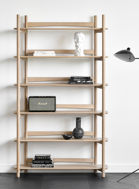 JOLOR北欧现代简约新中式原创橡木全实木书架置物展架客厅收纳架