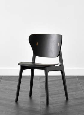 JOLOR进口现代简约北欧家用书桌靠背椅子意式极简实木黑色餐椅