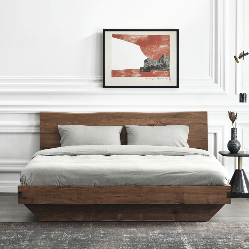 jolor进口意式黑胡桃实木卧室床