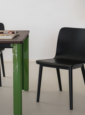 JOLOR北欧现代简约家用意式极简丹麦餐桌椅子白橡木实木餐椅黑色