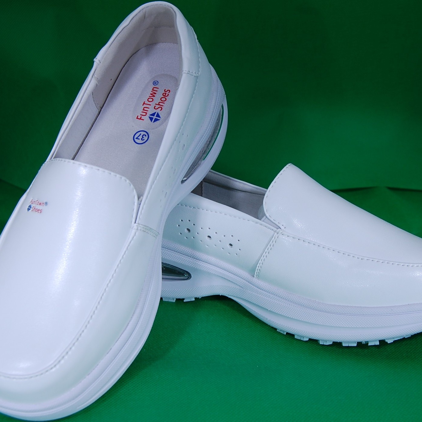 FUNTOWNSHOES范特仕一脚蹬工作鞋护士医生酒店鞋牛皮透气防滑防水