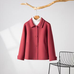 新款双面羊毛大衣女短款小个子娃娃领羊毛呢外套女百搭羊绒大衣