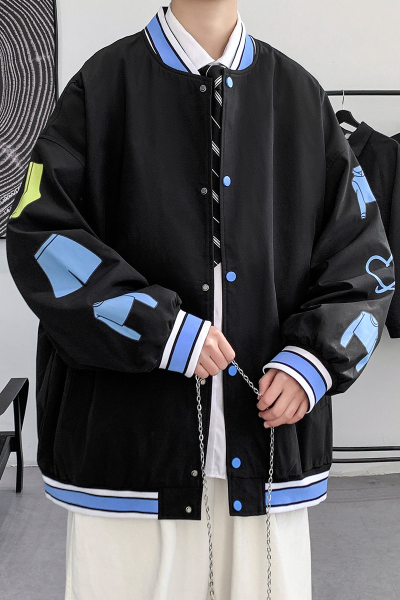 秋季新款潮牌ins美式复古字母印花棒球服XZ304B-JK22118P70,男装夹克,星座302B-1