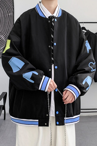 秋季新款潮牌ins美式复古字母印花棒球服XZ304B-JK22118P70图片