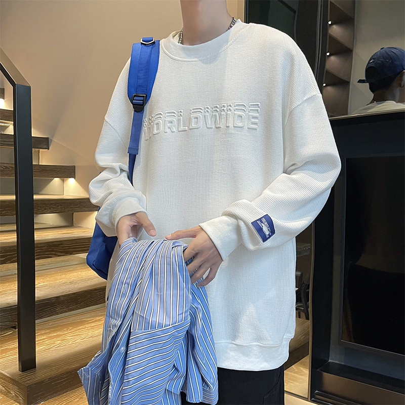 新款港风POLO衫华夫格翻领凹凸卫衣套头潮XZ304B-W3314P30，男装T恤，星座302B-1