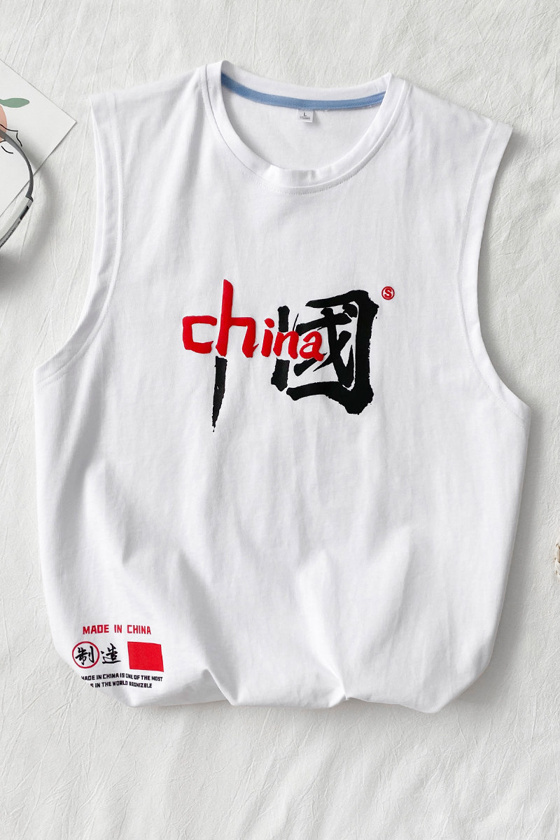 港风平铺夏季时尚舒适宽松大码休闲无袖背心XZ304B-B1108P21,男装背心/马甲,星座302B-1