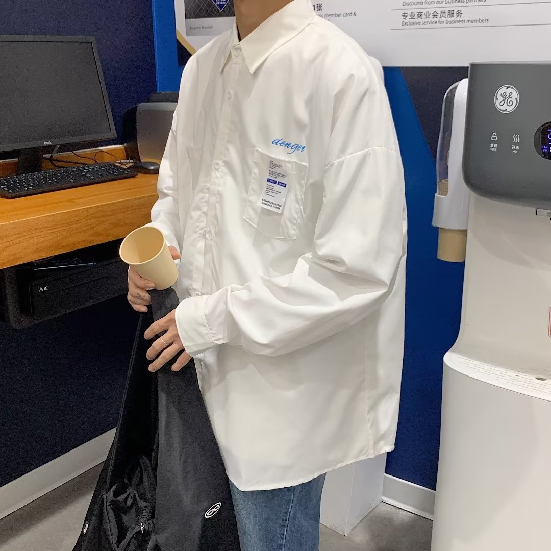 原宿男ins宽松型方领文艺衬衫百搭青春流行春季XZ304B-CS2201P35,男装衬衫,星座302B-1
