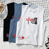 港风平铺夏季时尚舒适宽松大码休闲无袖背心XZ304B-B1108P21，男装背心/马甲，星座302B-1