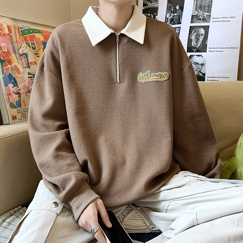 新款POLO衫翻领绣花卫衣休闲套头上衣潮XZ304B-W3317-P39,男装卫衣,星座302B-1