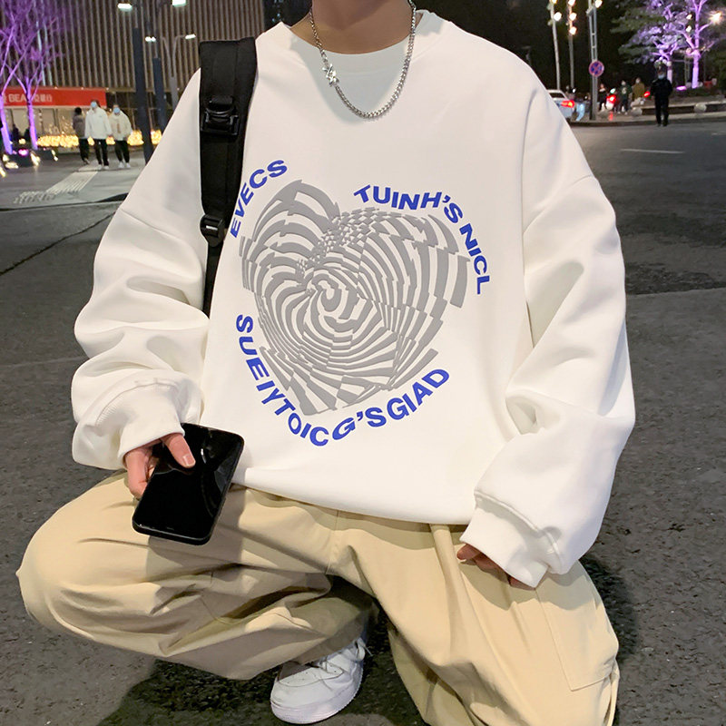 几何图案圆领卫衣潮牌男生宽松学生休闲长袖XZ304B-W22357P50,男装卫衣,星座302B-1