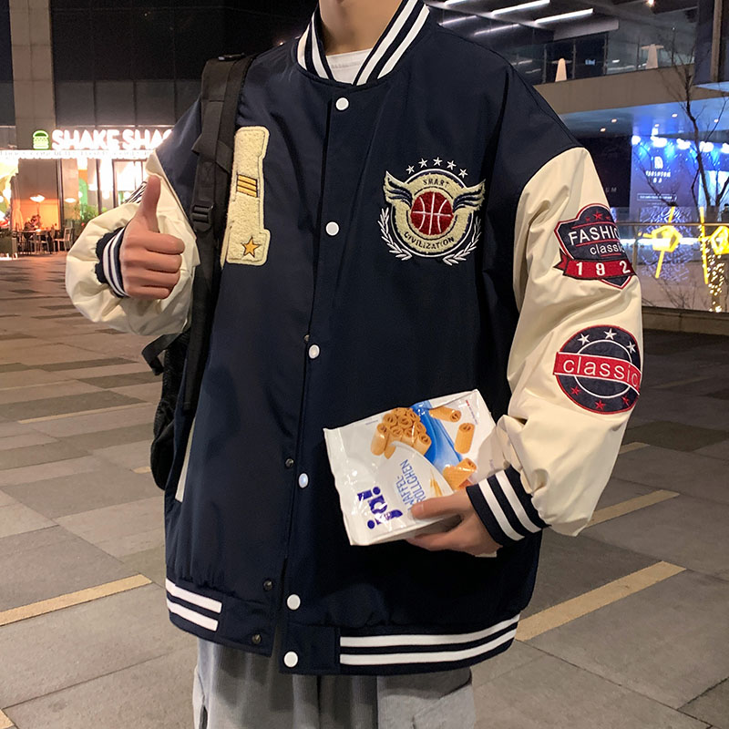 秋款棒球服夹克外套潮牌潮流字母刺绣情侣学生XZ304BJK22129-P80,男装夹克,星座302B-1