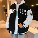 秋款棒球服夹克外套潮牌潮流字母刺绣情侣学生XZ304B-JK22105-P65，男装夹克，星座302B-1