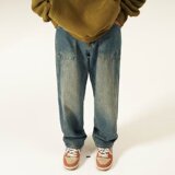 新款牛仔裤潮水洗青春流行夏季男宽松直筒潮流XZ302B-1-K7201P45，男装牛仔裤，星座302B-1