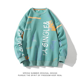 秋装白底潮流百搭宽松新款长袖圆领休闲卫衣XZ304B-W5566P35，男装卫衣，星座302B-1