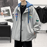 连帽外套男潮牌潮流ins字母刺绣情侣假两夹克XZ304B-JK22108-P70，男装夹克，星座302B-1