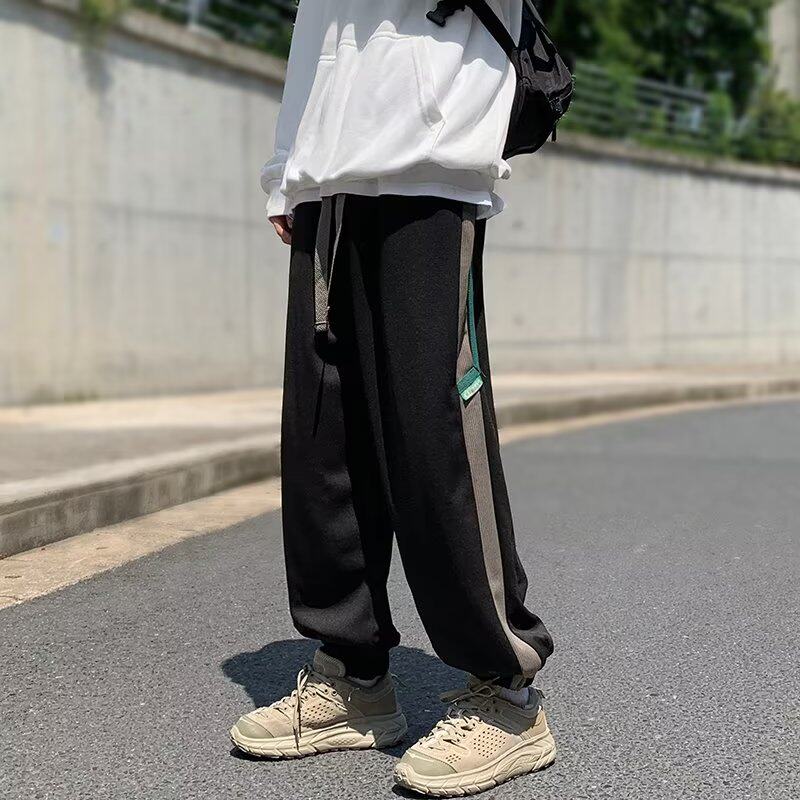 日系复古工装宽松ins潮牌百搭阔腿抽绳哈伦休闲裤XZ304B-K338P45,男装休闲裤,星座302B-1