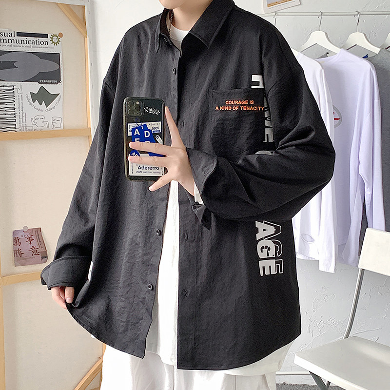 秋季新款帅气ins复古韩系宽松潮流休闲衬衫XZ304B-CS2004-P45,男装衬衫,星座302B-1