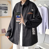 秋季新款帅气ins复古韩系宽松潮流休闲衬衫XZ304B-CS2004-P45，男装衬衫，星座302B-1