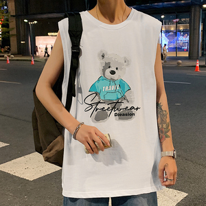 港风 夏季时尚舒适宽松大码休闲无袖背心XZ304B-B1116P21图片
