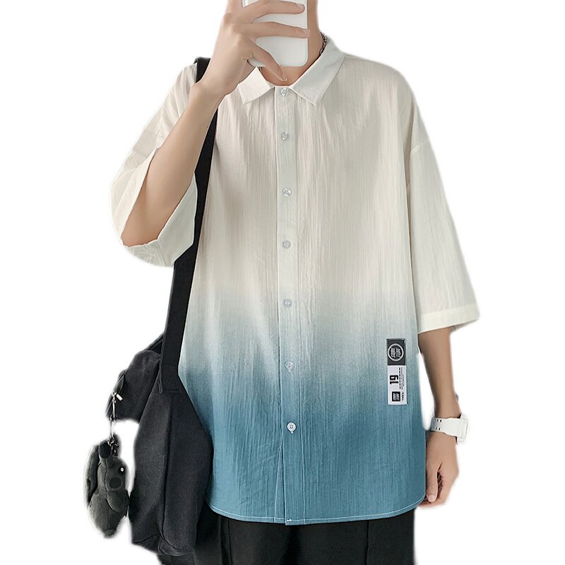 夏季短袖衬衣港风青少年宽松潮流休闲衬衫XZ304B-CS1101P40,男装衬衫,星座302B-1