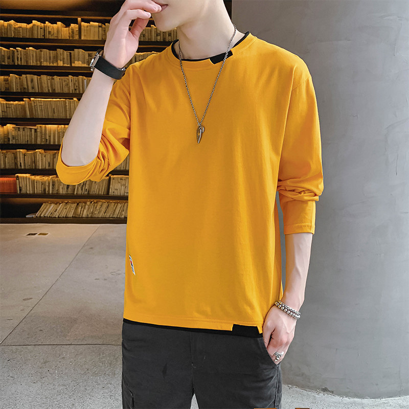 ！秋季新款男仿棉时尚百搭圆领长袖休闲T恤XZ304B-T0405P25,男装T恤,星座302B-1