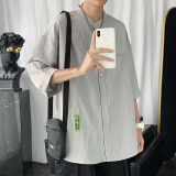 夏季短袖衬衣港风青少年宽松潮流休闲衬衫XZ304B-CS1106P40，男装衬衫，星座302B-1