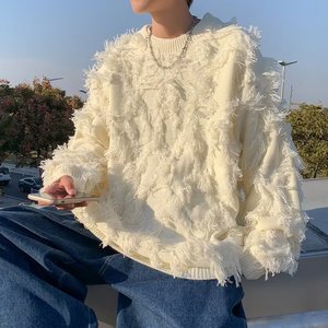 春秋季美式复古流苏毛边针织衫毛衣男高街潮牌XZ302B-1-M185P55,男装针织衫/毛衣,星座302B-1