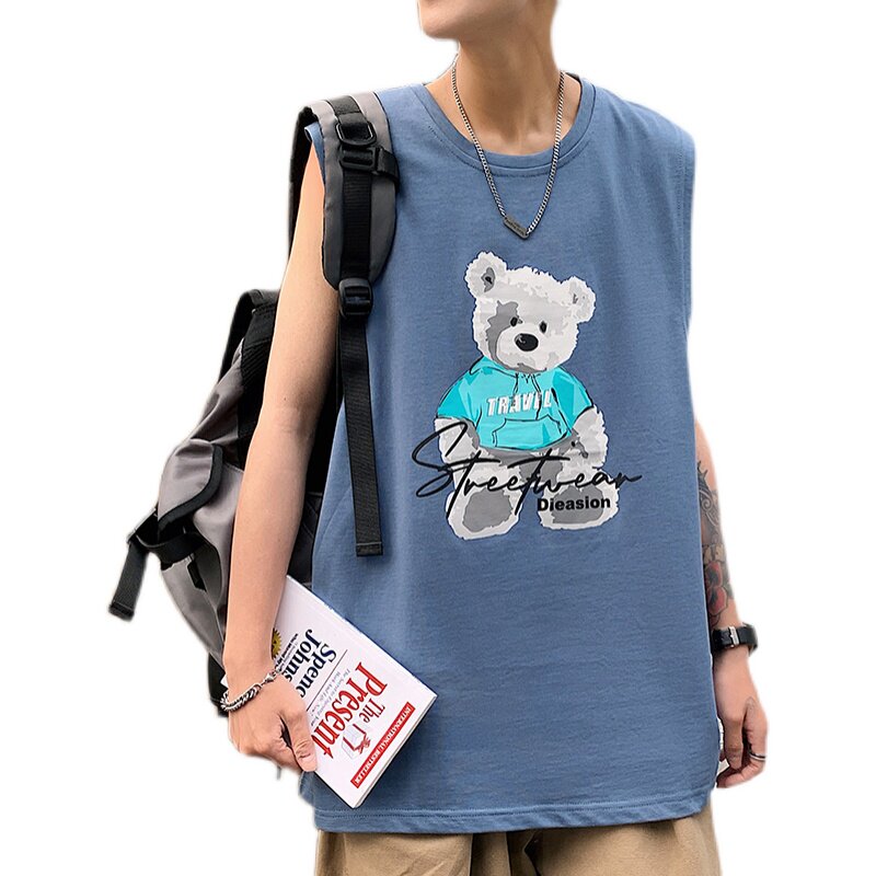 港风夏季时尚舒适宽松大码休闲无袖背心XZ304B-B1116P21,男装背心/马甲,星座302B-1