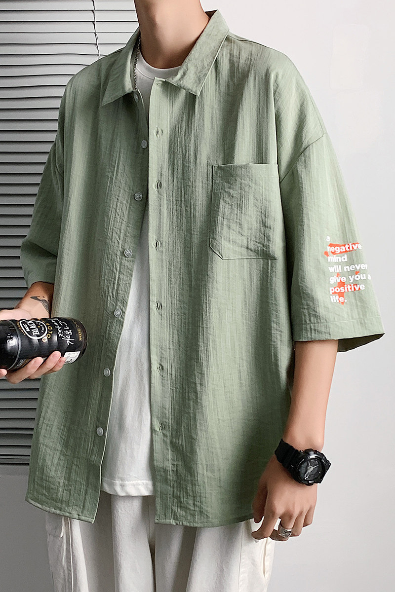 夏季短袖衬衣港风青少年宽松潮流休闲衬衫XZ304B-CS1102P40,男装衬衫,星座302B-1
