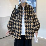 千鸟格方领青春流行外穿宽松型夹克新款流春季男XZ304B-JK03P85，男装夹克，星座302B-1
