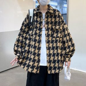 千鸟格方领青春流行外穿宽松型夹克新款流春季男XZ304B-JK03P85图片