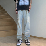 男士宽松直筒潮牌百搭直筒牛仔裤XZ302B-1-K26P55，男装牛仔裤，星座302B-1