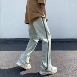 拉链水洗男小众设计感高街美式港风拖地牛仔裤XZ302B-1-K868P50，男装牛仔裤，星座302B-1
