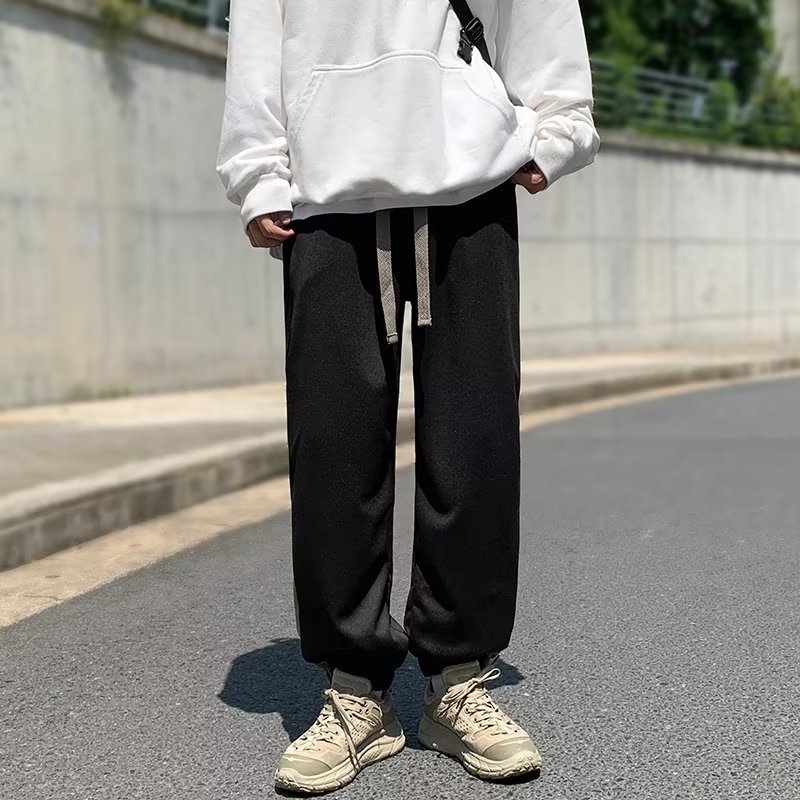 日系复古工装宽松ins潮牌百搭阔腿抽绳哈伦休闲裤XZ304B-K338P45,男装休闲裤,星座302B-1