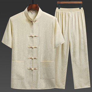 男士夏季新款中国风唐装套装XZ304B-TZ21023P60,樱花红色衣服搭配图片图片