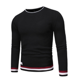 冬季新款时尚圆领卷边拼色线衣休闲毛衣针织衫A222-M059P35，男装针织衫/毛衣，星座302B-1