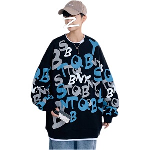 秋季新款文艺港风宽松INS印花时尚休闲卫衣XZ304B-W5589P36图片