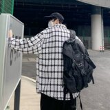 小香风千鸟格外套新款潮牌痞帅高级感潮流夹克XZ302B-JK919P68，男装夹克，星座302B-1